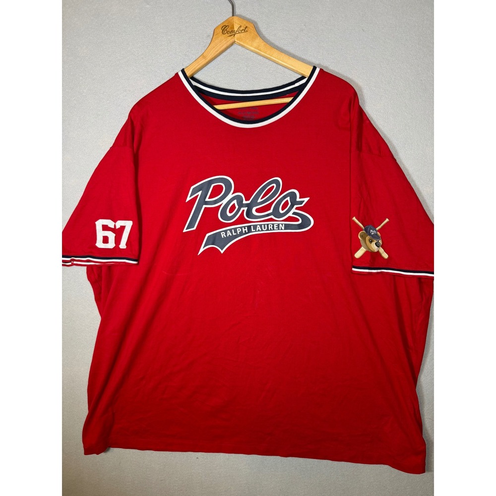 Polo Ralph Lauren Red Baseball Bear Graphic T-Shirt Mens 4XB Big & Tall